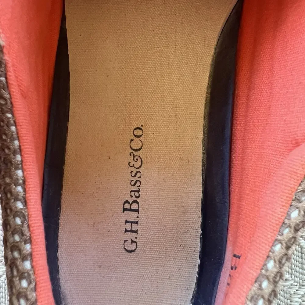 GH Bass & Co Oliver Mesh Boat Shoe Canvas Casual Brown Orange Coastal M 8.5
